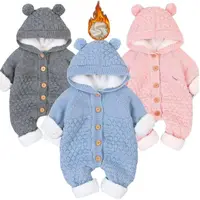 Newborn Baby Clothes Cardigan Hooded Rompers Autumn Winter Girl Boy Fashion Infant Costume Kids Toddler Cashmere Knit Jumpsuit 1