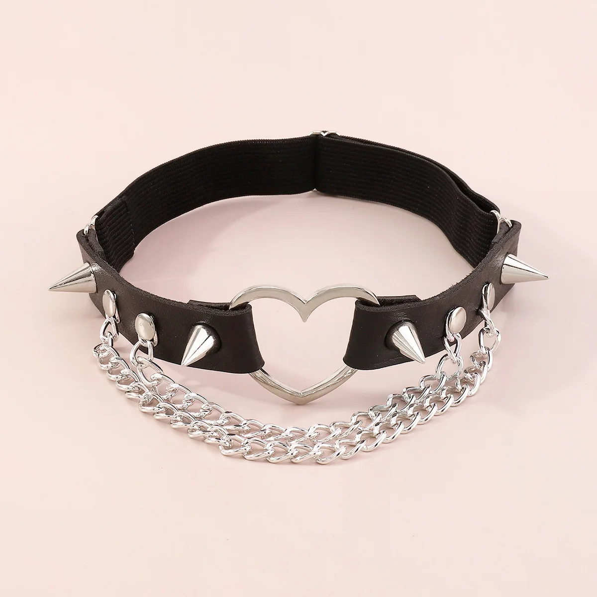Sexy Leg Chain Leather Elastic Spiked Leg Harness For Women Girls Goth Heart Thigh Garter Belt Rave Body Jewelry - Image 3