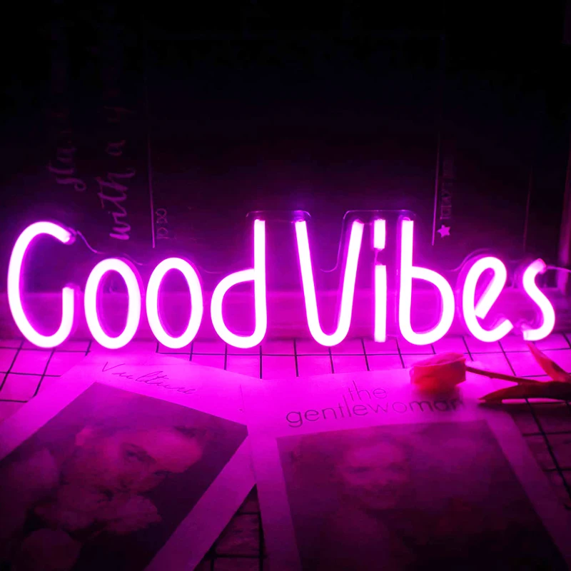 

Светодиодный неоновый светильник Good Vibes для стен, дома, спальни, гостиной, Декор, неоновая лампа для детей, подарок на день рождения, подвессветильник