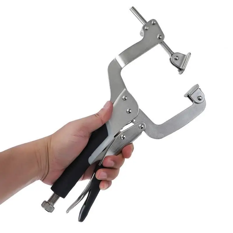 

11'' Pocket Hole Clamps for Woodworking, 90 Degree Right Angle Clamps with 2 Ways Adjustable Pads Metal Face Clamps