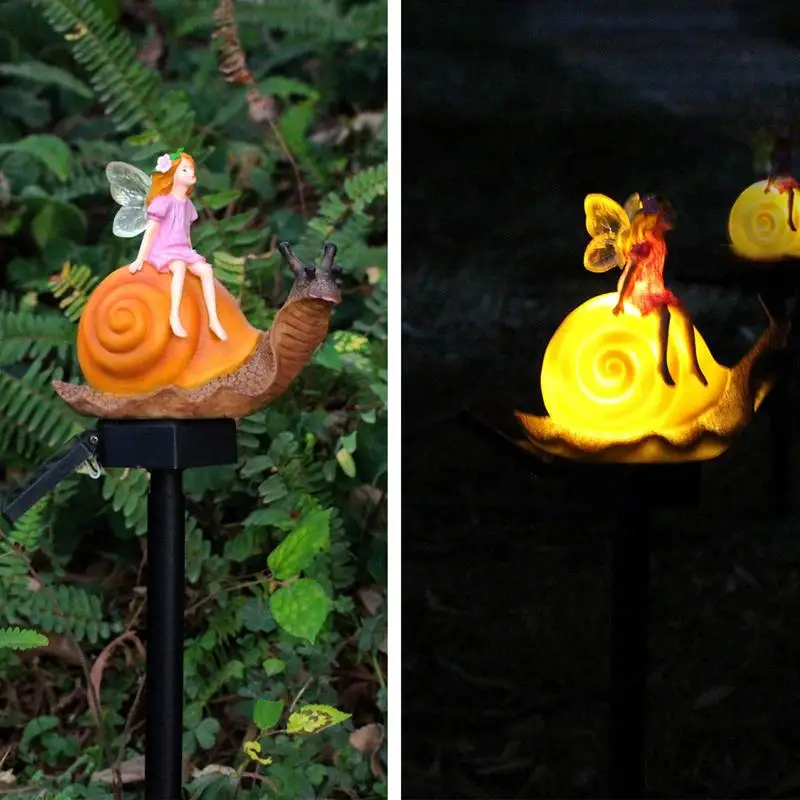 Decorative Garden Stakes Pathway Outdoor Decor Lamp Fairy Snail Statue Solar Light Garden Stake Solar Pathway Lights Ornament 4