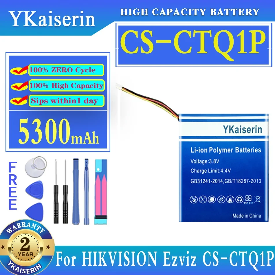 Batteria Di Ricambio Ykaiserin 5300Mah Per Hikvision Ezviz Cs-Ctq1P