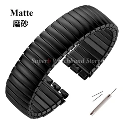 Elegant Elastic Stainless Steel Watch Band - Stretchable Bracelet Accessory (Black Matte - 20mm)