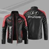 HYUNDAI Logo  Fleece Fur Leather Jacket Men Winter Fashion Zipper Straight Hem Formal Casual Coats Bomber Leather Jacket 1