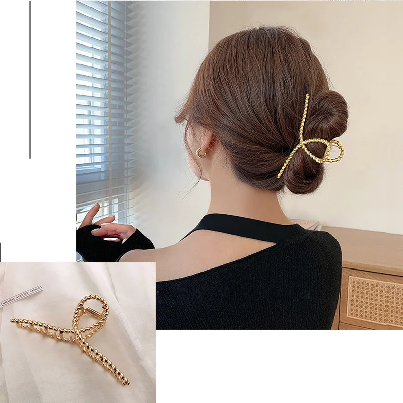 Modische Metall-Haarspange für Damen in Gold und Silber, Kreuzförmige Haarklammer, Koreanische Elegante Geometrische Haarnadel, Mädchen-Haaraccessoires – Detail 8