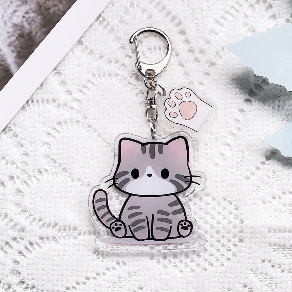 Pet Lover Cat Dog Acrylic Keychain Accessories Bag Charms Backpack Pendant Creative Classics Key Ring Jewelry Fans Friends Gifts