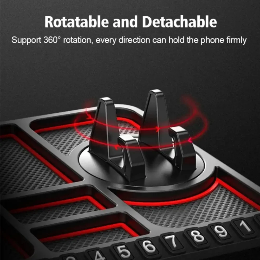 Car Anti Slip Mat Rotatable Phone Holder GPS Storage Cushion with Parking Card Slot Interior Accessories