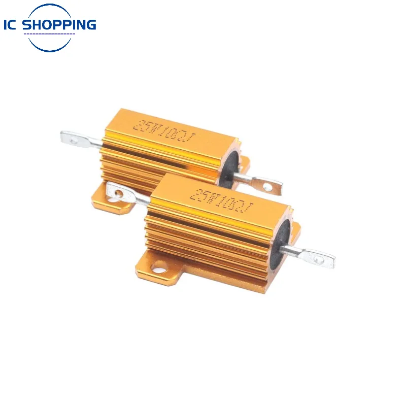 2PCS 25W RX24 Aluminum Power Metal Shell Case Wirewound Resistor 0.1~100K 1R 10R 100R 4.7K 5.1K 10K 15K 20K 22K 30K 50K 75K Ohm wirewound resistor
