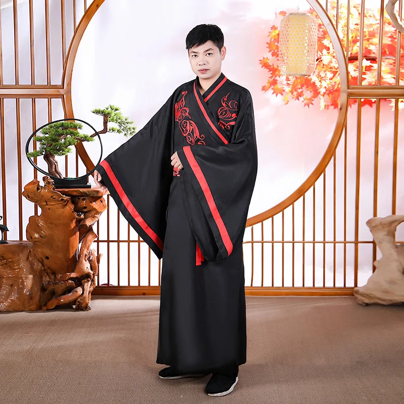 Weijin Dynasties Hanfu Men Wide Sleeve Traditional Ancient China Costume Wedding Embroidery Stage Drama Performance Clothing