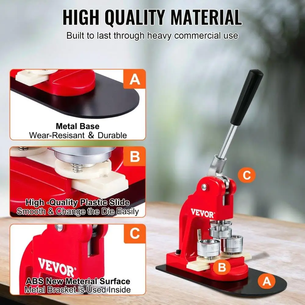 Badge Maker Button Machine 500 Units 25mm Pin Press Kit