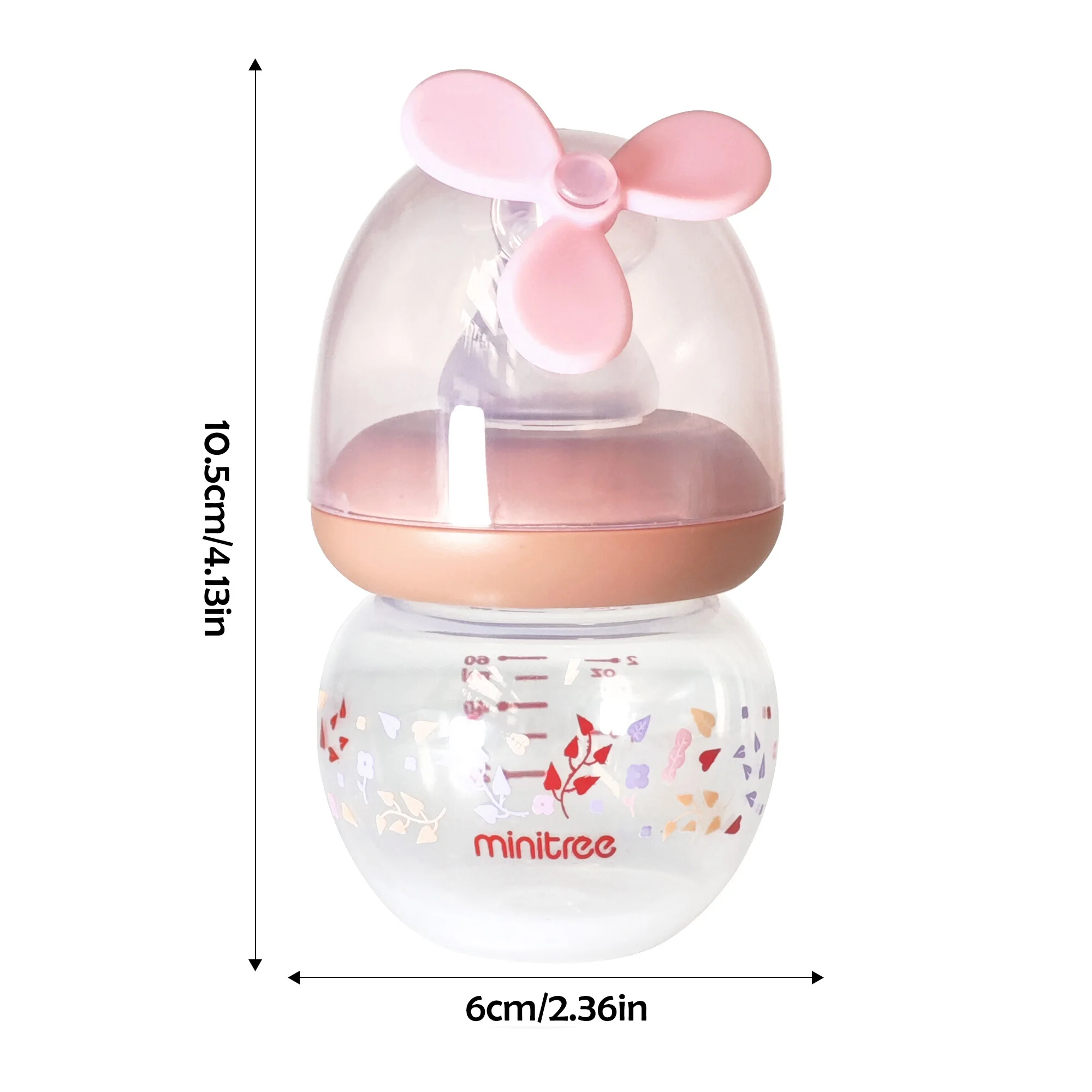0-6 months newborn baby mini bottle, 60ml creative small windmill baby bottle, fall-proof and anti-colic PP bottle, BPA-free 6