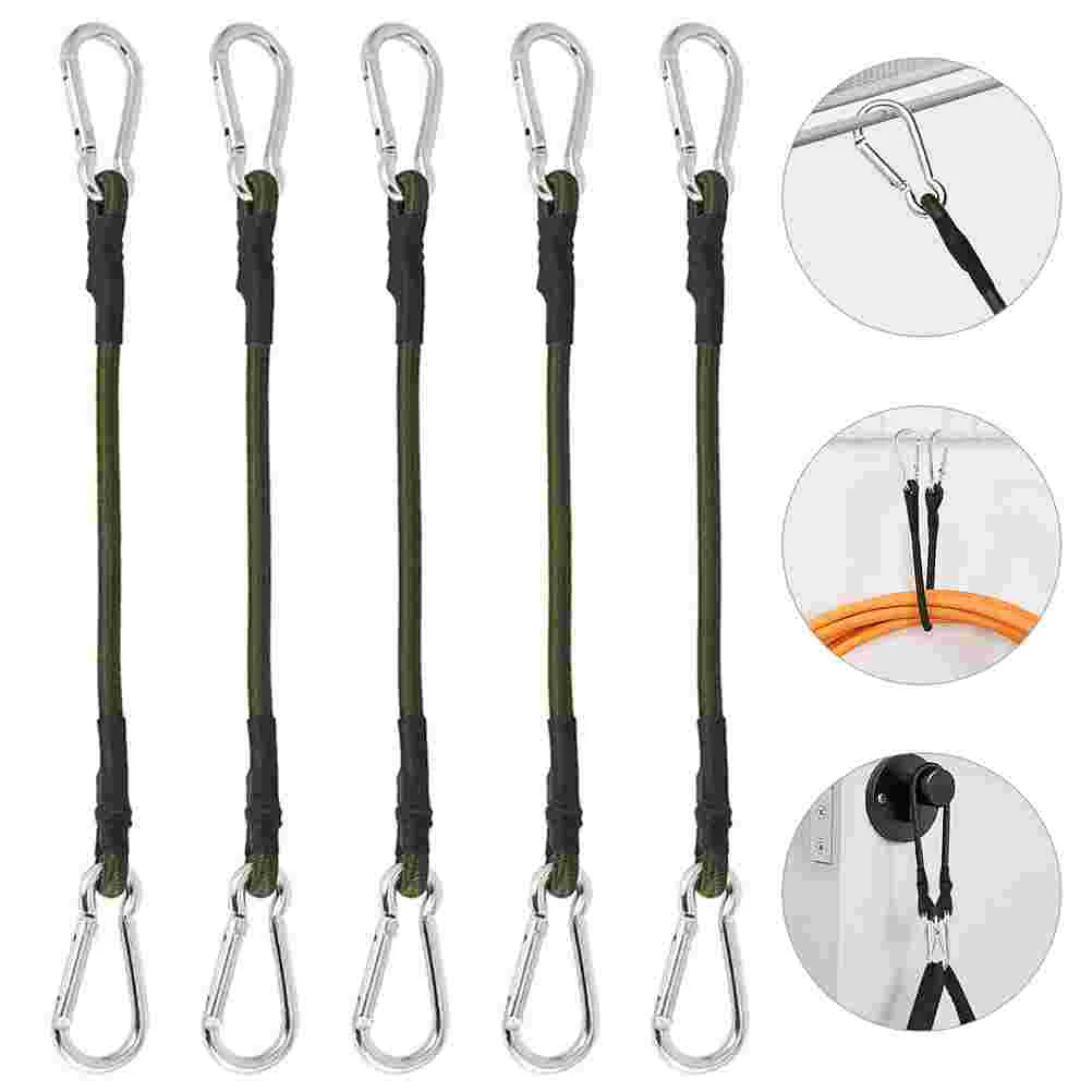 

5 Pcs Tarp Outdoor Carabiner Elastic Rope Band Tent Lanyard 8mm Camping Clothesline Luggage Binding Packing Belt Cords Strap