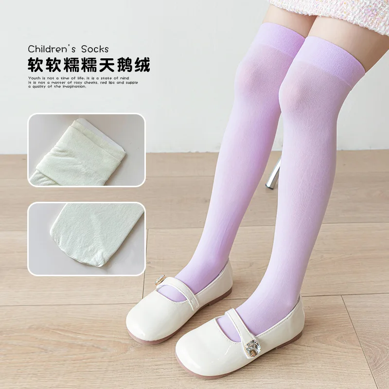 10 Pairs Children's Knee High Socks for Girls Spring Summer Velvet High Tube Socks Breathable and Non Slip Thigh