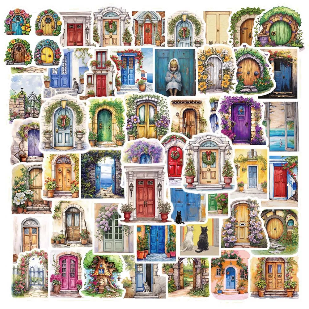 

10/50Pcs Cartoon Vintage Cute Flower Gate Cat Varied Stickers Pack for Kids Travel Luggage Phone Wall Decoration Graffiti Decals