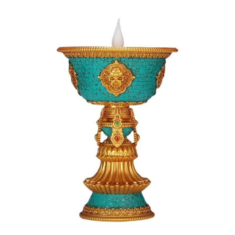 

Тибетская электронная масляная лампа, перезаряжаемый подсвечник, буддийский настольный подсвечник, украшения, светодиодное декор