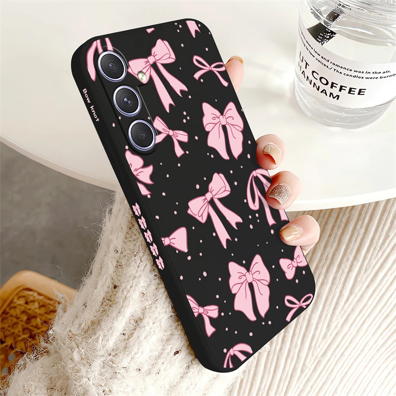 Shockproof Soft Silicone Phone Case with Pink Bow Knot Design
