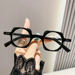 Stylish Unisex Blue Light Blocking Reading Glasses - Retro Small Round Frame - +200 (Black)