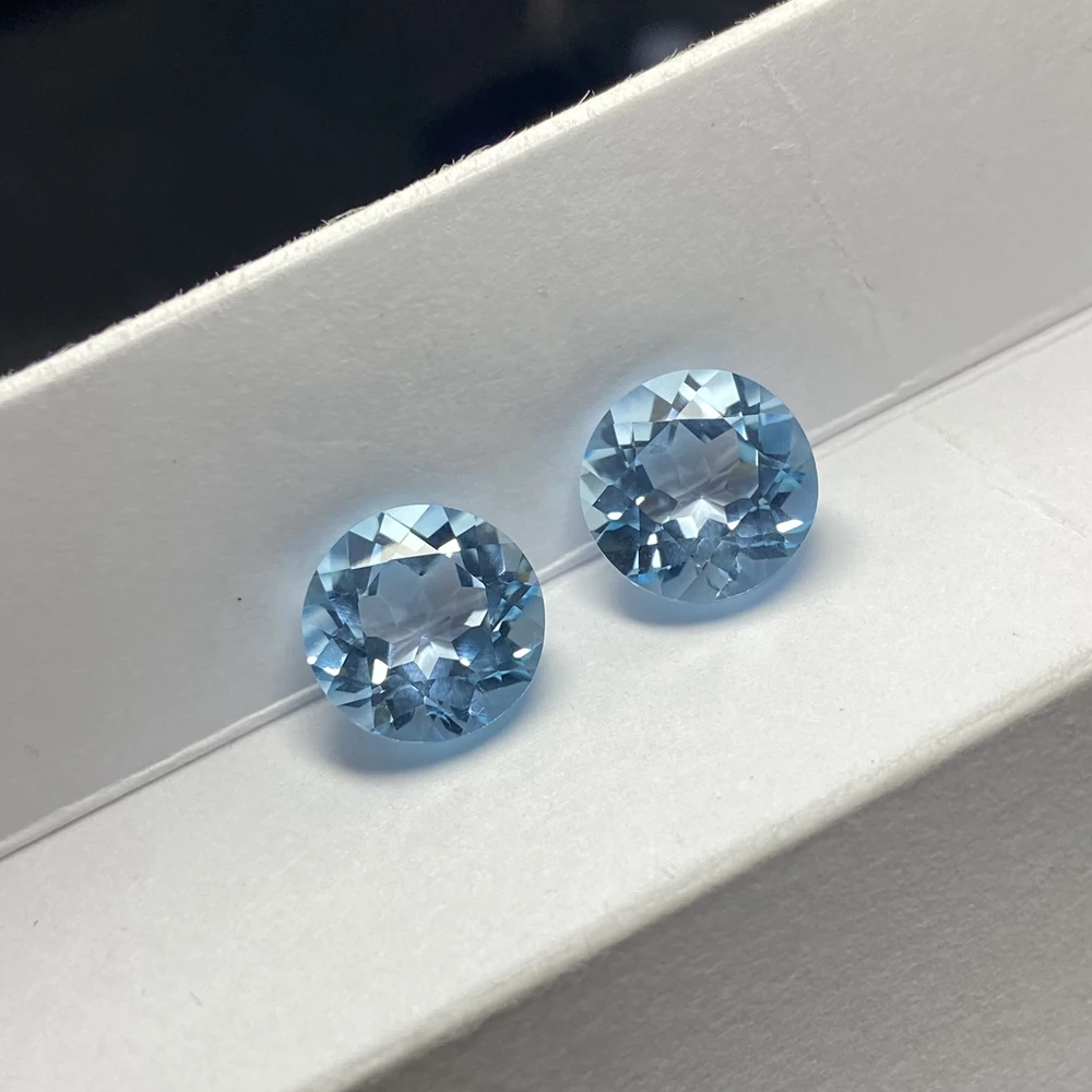 

10mm Natural Sky Blue Topaz Round Brilliant Cut Loose Gemstones For Jewelry