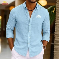 LONSDALE nouvelle chemise décontractée imprimée pour homme, chemise Henry légère à manches longues en pur coton, chemise en lin, col respirant Hawa 1