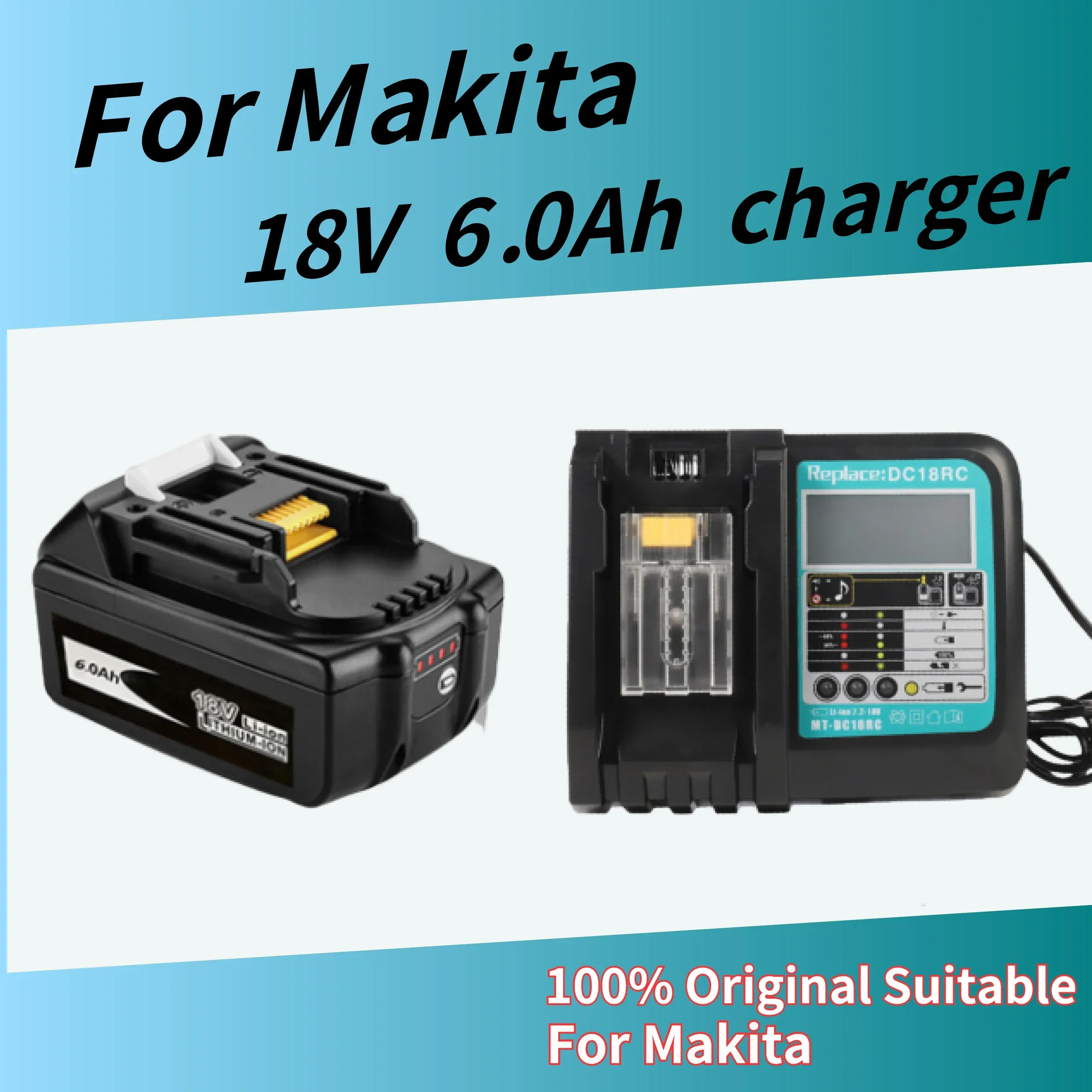 

For Makita BL1830 Batterie 18V 6.0Ah~12.0Ah LXT Li-Ion Compatible de 80 Outils 7.2V~18V Charger for BL1830 BL1840 BL1850 LXT400