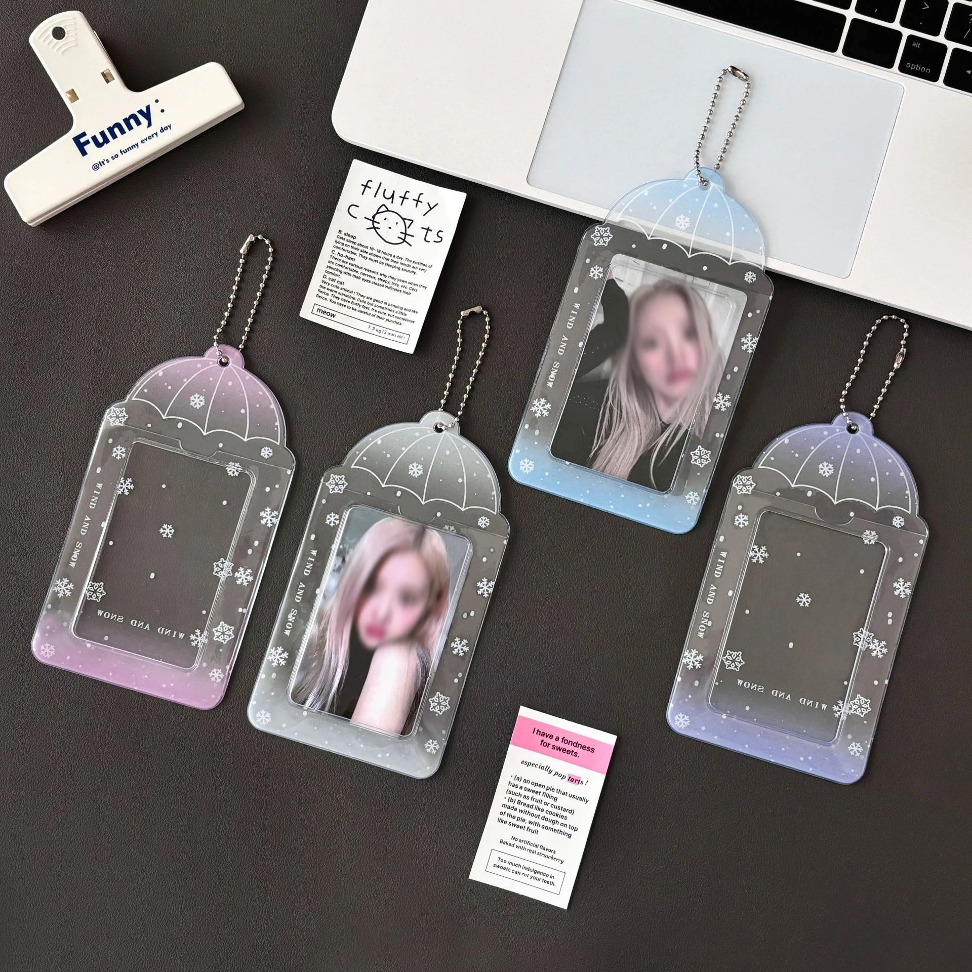 Transparent umbrella Snowflake 3 inch pvc student card cover star storage card cover 4