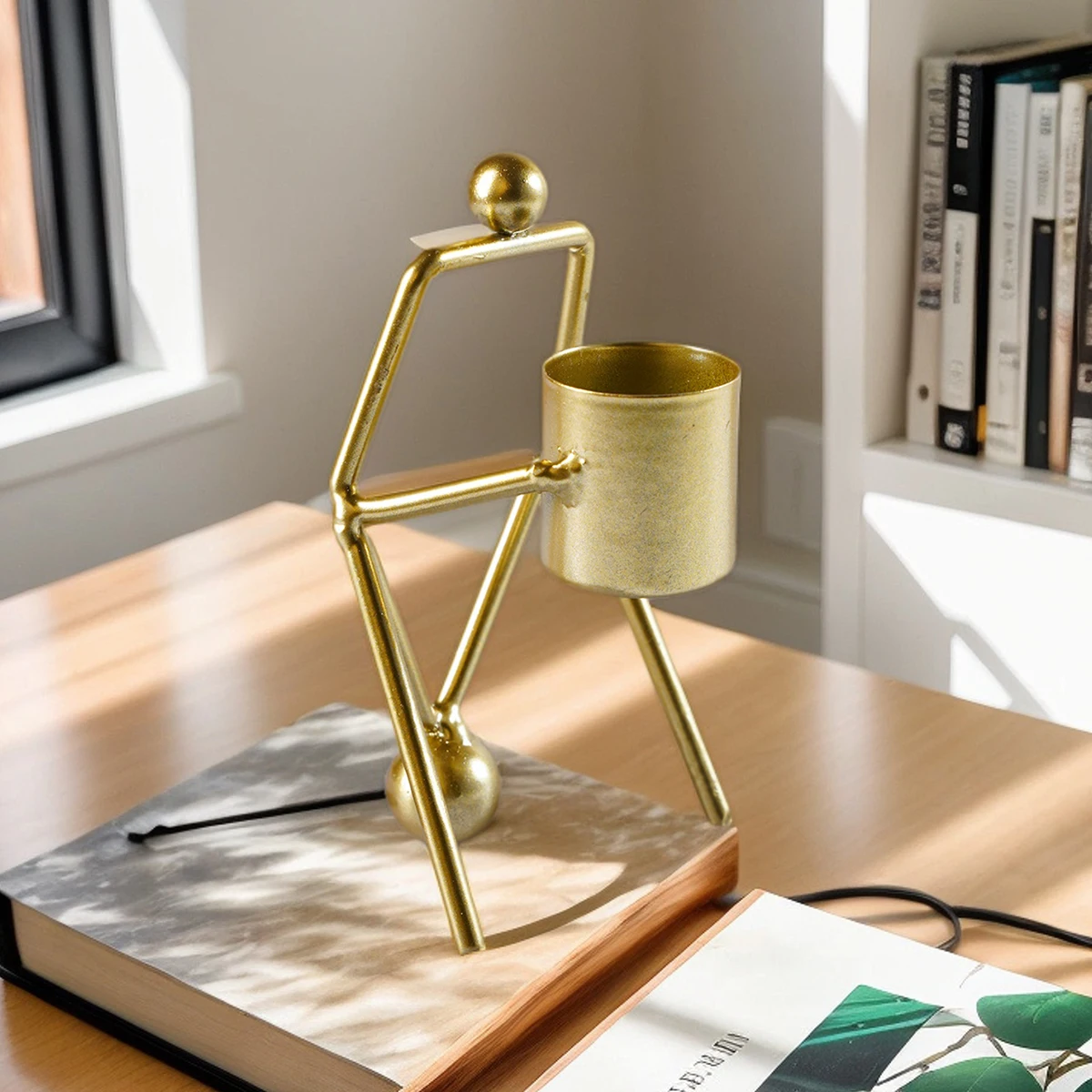 1PC, creative ironwork abstract figure candlestick, home dining table decorative small item, metal handcrafted art decoration