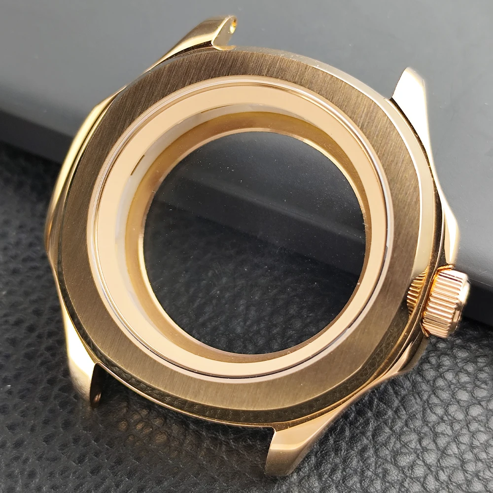 Sleek Silver Steel Watch Case with Sapphire Glass and Seal Ring, 39.5mm