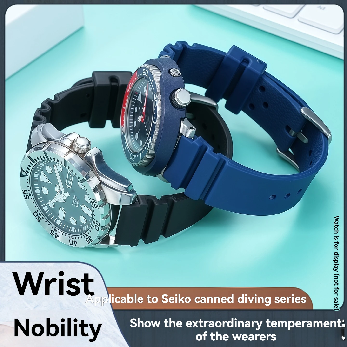Men's Sports Waterproof Silicone Watch Strap - 22mm Rubber Replacement Band