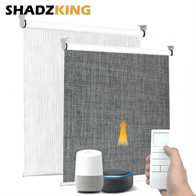 Shadzking-Persianas enrollables de lujo para ventanas, persianas enrollables eléctricas motorizadas, Motor Wifi, Alexa, Google, Hogar Inteligente