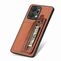Luxury Leather Zipper Wallet Phone Case Cover for Moto Edge 50 Fusion (Brown)