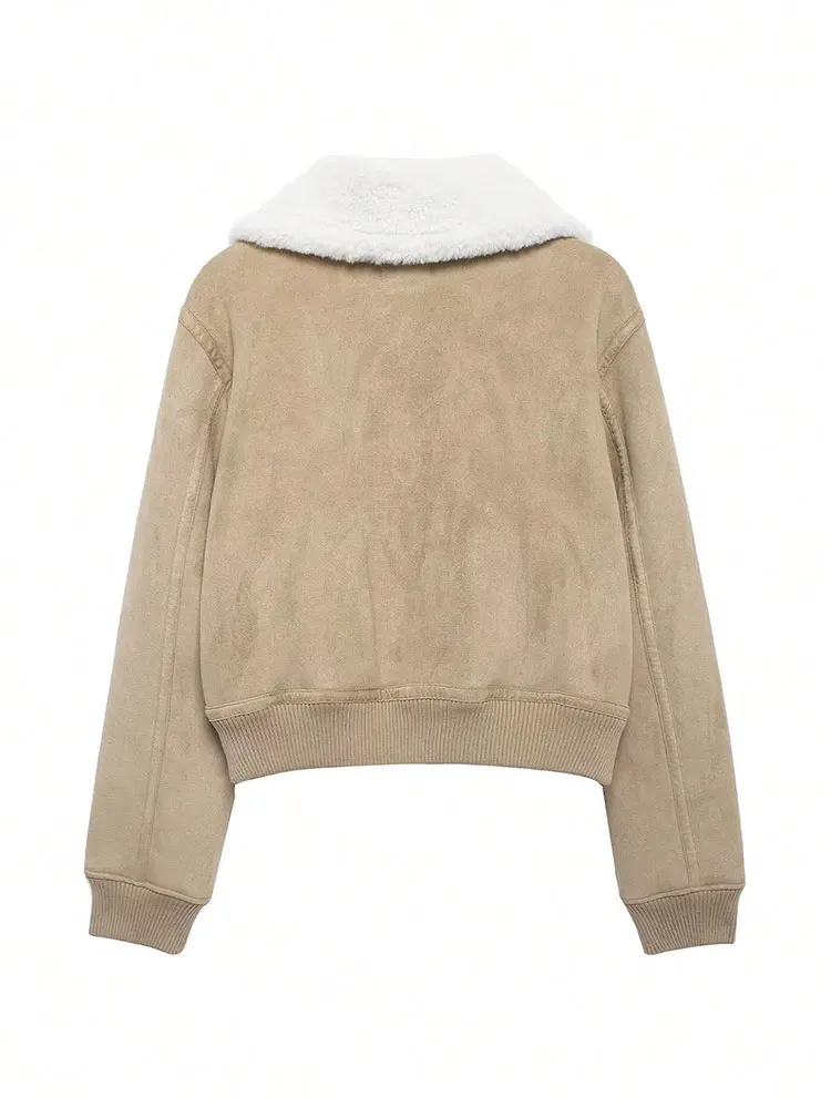 HH Autumn Winter Women Thick Warm Coat Turn-Down Collar Long Sleeve Zipper Jacket Casual Solid Office Lady Chic Outerwear