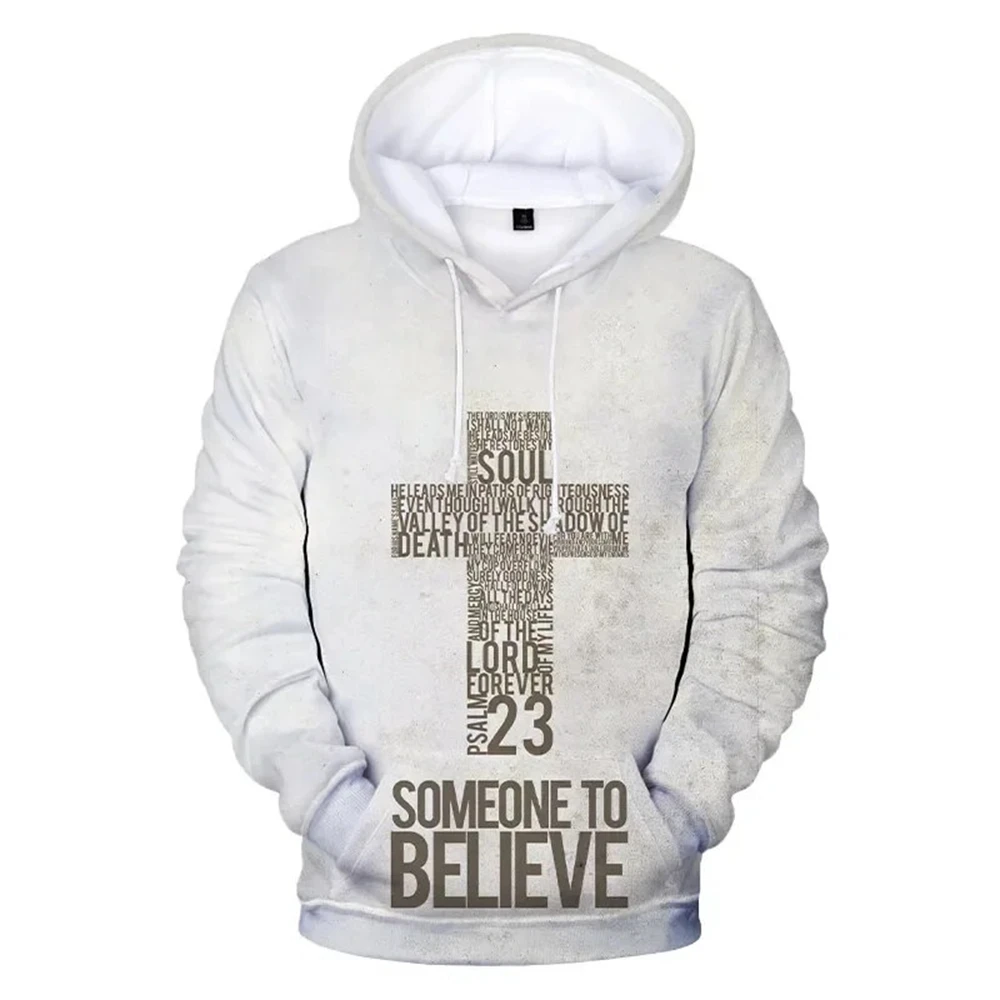thumbnail image 1 of Suéter de manga larga con estampado 3D de Jesús y letras cruzadas para primavera y otoño, unisex, extragrande, para hombre, Y2K, 1 of 5