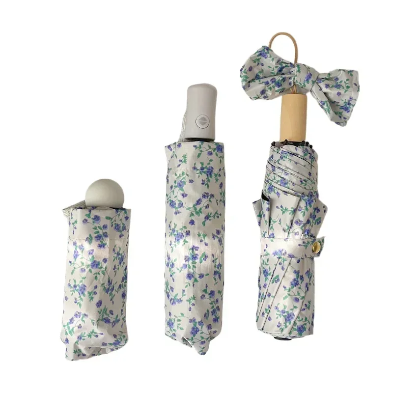 Eco Chic Floral Folding Umbrella with UV Protection & Automatic Open-Close