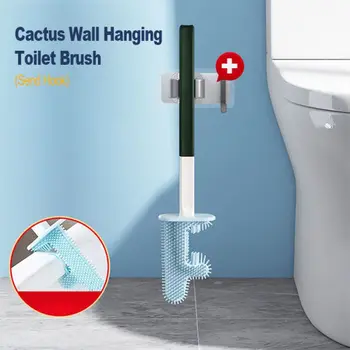 Cactus Toilet Brush No Dead Corner TPR Bristles Toilet Brush Wall Hang Cleaning Brush with Holder Cleaning Kit WC Accessories 1