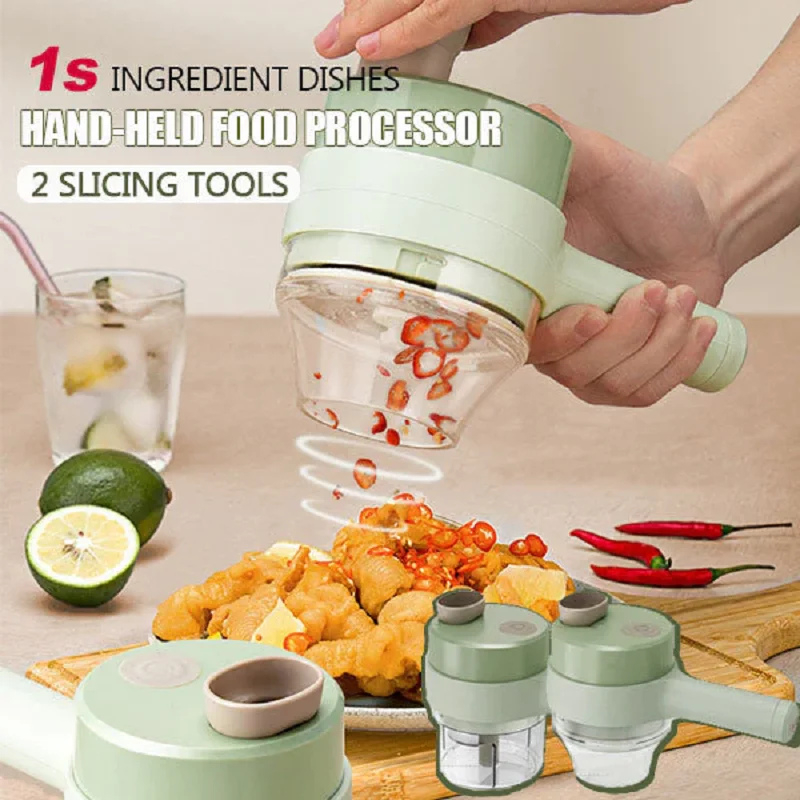 4In1HandheldElectricVegetableCutterWirelessChopGarlicMash