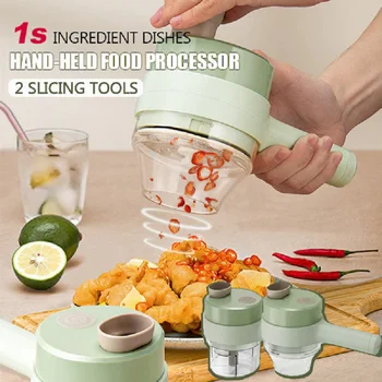 4 In 1 Handheld Electric Vegetable Cutter Wireless Chop Garlic Mash Minced Slice Onion Cutting Multifunctional Cooking Gadget 1