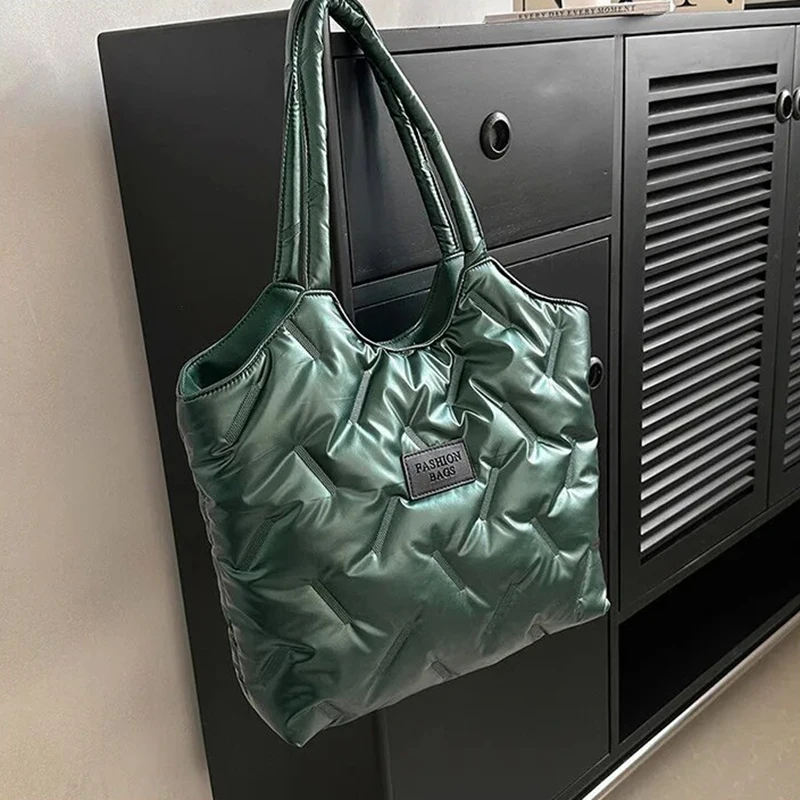 Women's Bags Cotton Filled Tote Bag Commuting Handbag Woman Designer Style Single Shoulder Underarm Bag Senior Large Capacity