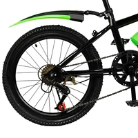 20 pouces noir, vert enfant vélo de ville 7 vitesses enfants VTT Double frein à disque vélo pour enfants 4.26 à 4.9 pieds de haut 5