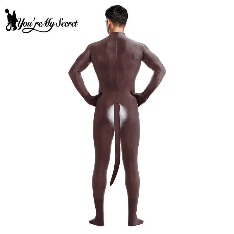 Cosplay costume [You're My Secret] Halloween Furry Cosplay Costume Husky Dog Men's Cosplay Animal Wolf Print Pet Bodysuit Jumpsuit with Tail