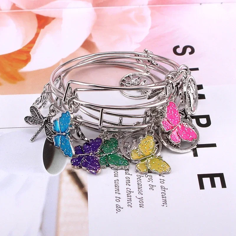 5pcs Bangle Set Butterfly Charm Bracelets for Women Birds