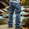 Corduroy Casual 2024 Autumn Retro Loose Tooling Pockets Elastic Windproof Design Trousers Cargo Pants Men 2