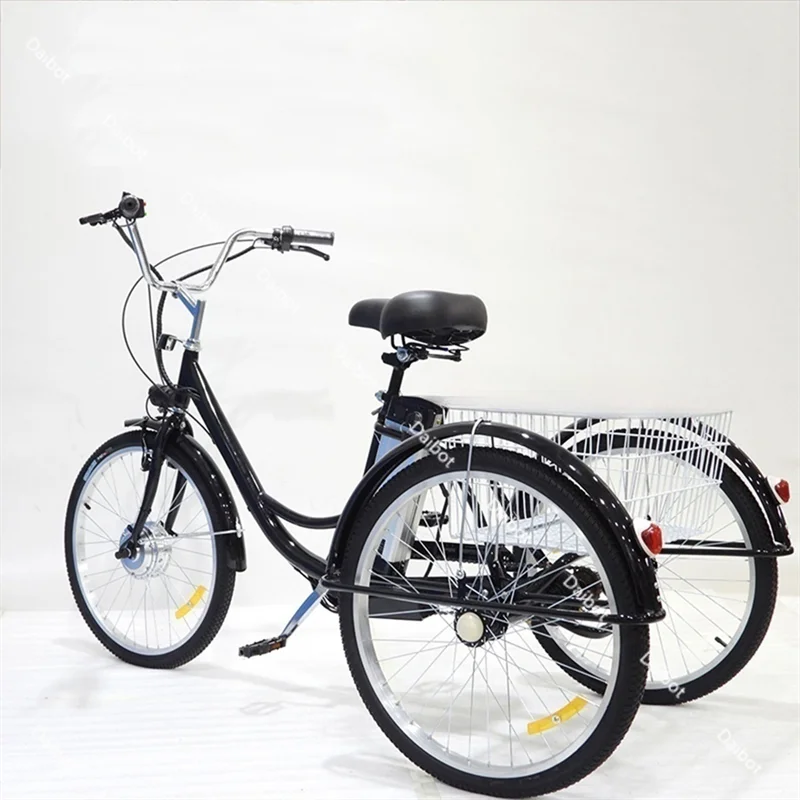 24 Inch Electric Tricycles 3 Wheel 36V Electric Cargo Bike For Elderly Adults Big Cargo Basket Three Riding Modes