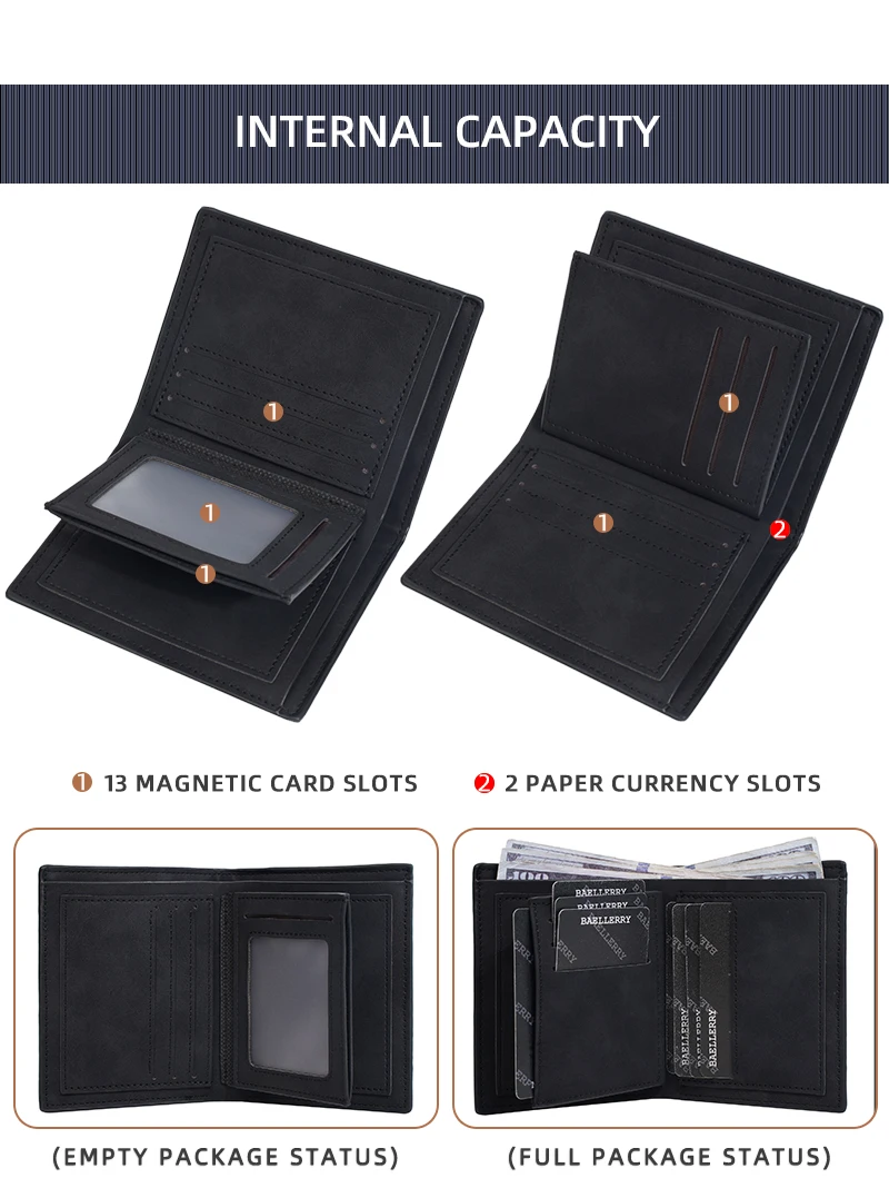 Baellerry Hohe Qualität männer Kurze Brieftasche Foto Halter Einfache Dünne Männliche Münze Brieftasche Karte & ID Halter PU Brieftasche Für männer – Detail 4