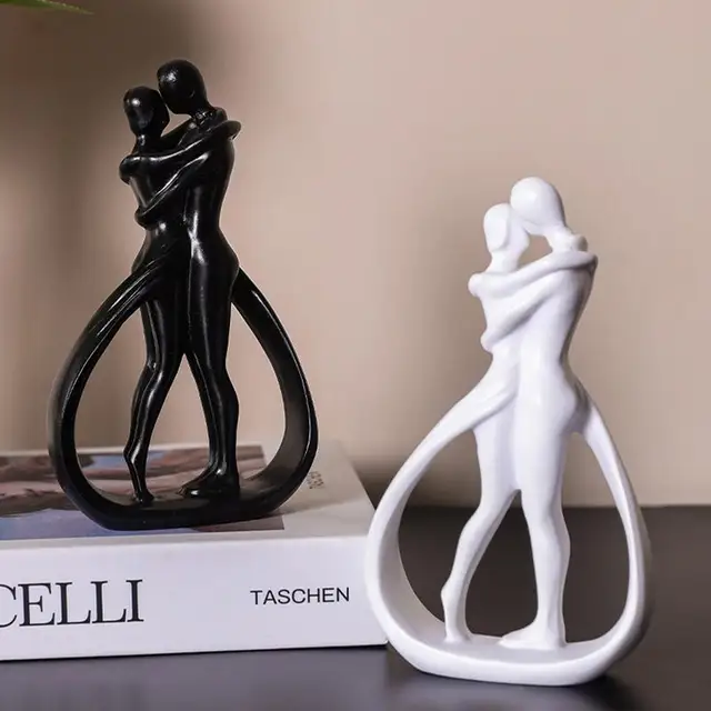 Statue de Couple Amoureux, Figurine de Baiser, Couple Romantique, Décorations Esthétiques, Sculpture Moderne, Décor pour la Maison, Salon 6