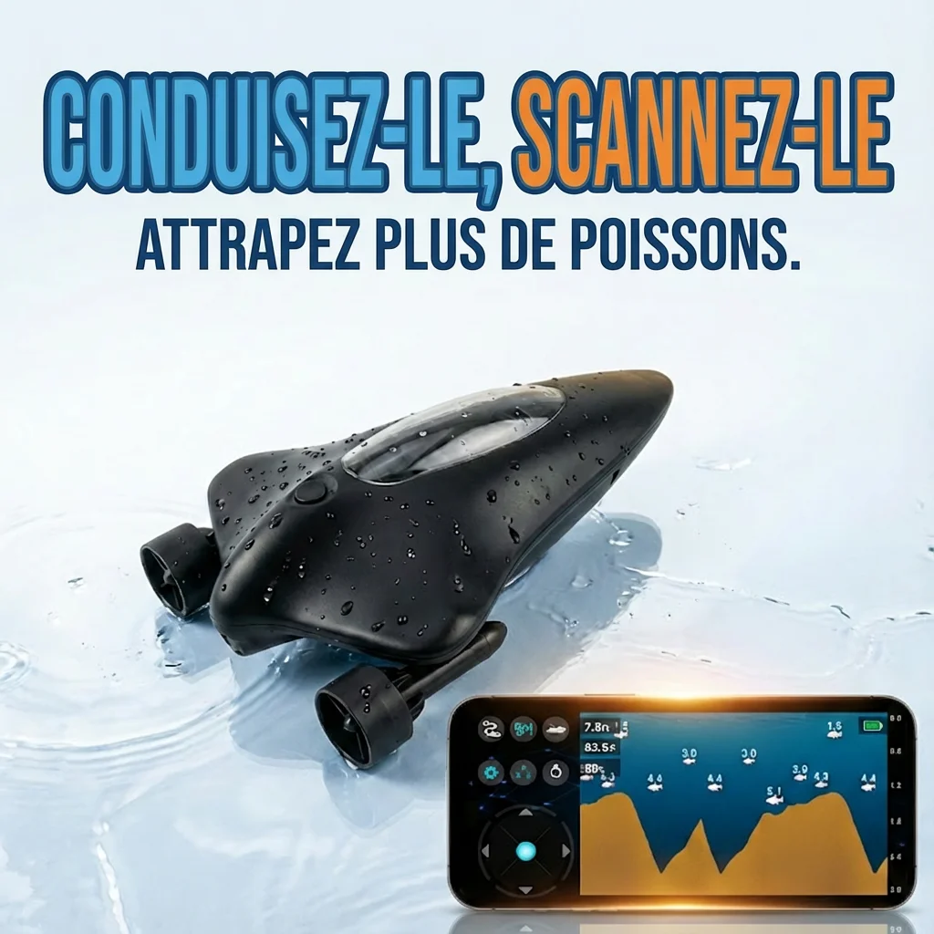 Bateau de pêche télécommandé avec sondeur sans fil et application WiFi pour exploration longue portée