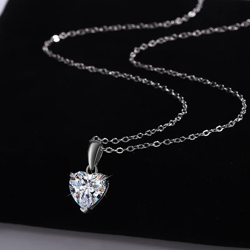 Trumium 1ct D Color VVS Heart Moissanite Necklace for Women 925 Sterling Silver Love Pendant Wedding Fine Jewelry Gift for Her