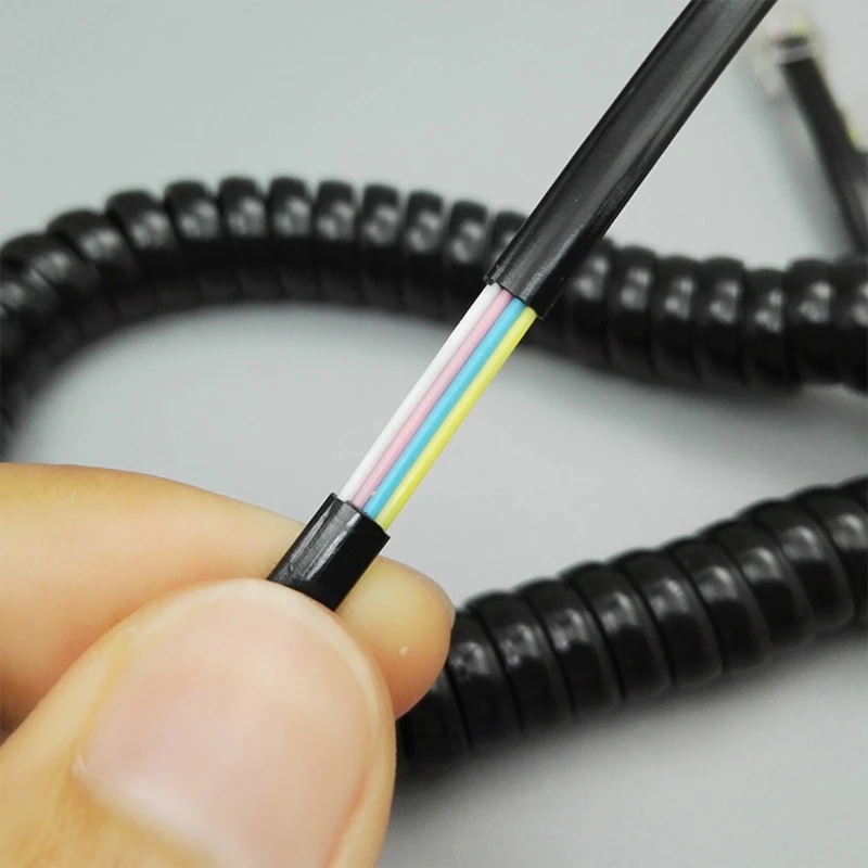 20CB RJ91 4-Core Landline Telephone Curved Wire Cable 4P4C Phone Handset Handle Line 6Ft/1.85m