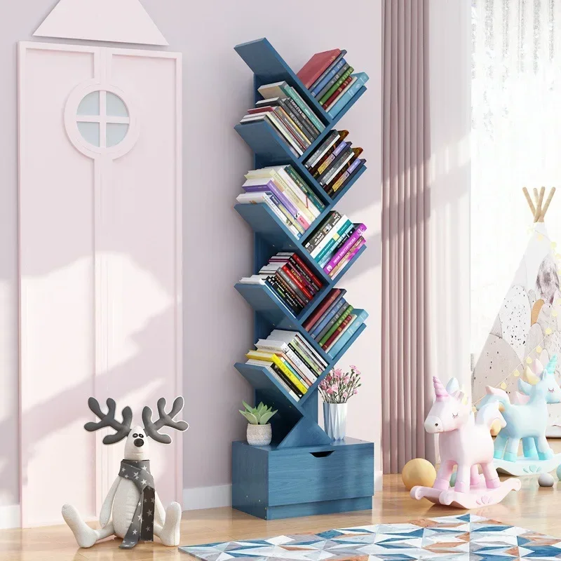 Modern Children's TreeShaped Bookshelf FloortoCeiling Design Living Room Storage Bookcase Innovative Home Library
