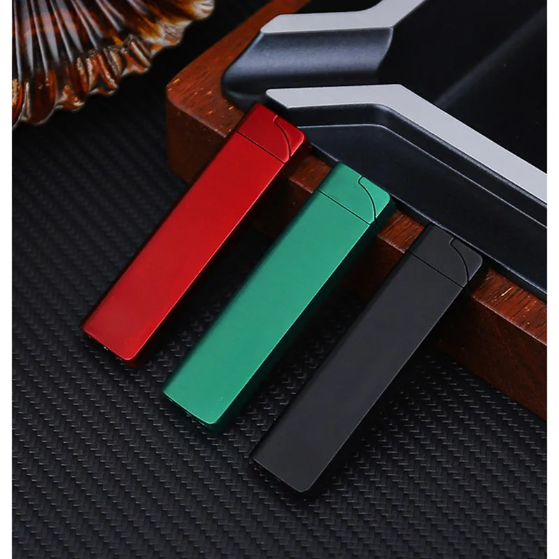 Mini Lighter Green Flame Straight To Ultra-Thin Zinc Alloy Personality Creative Lighter Portable Cigarette Accessories