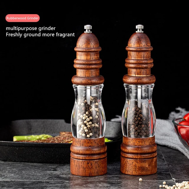 2pcs Wood Salt And Pepper Grinder Pepper Mill And Salt Shaker Set